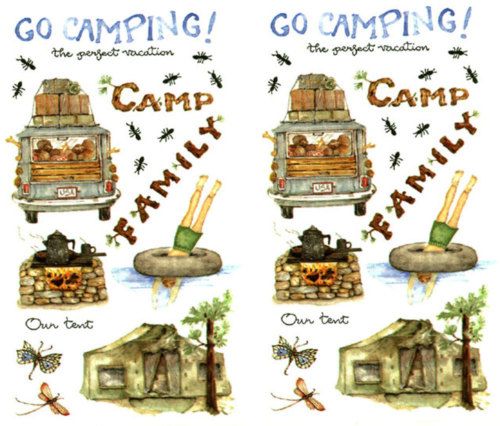 SUSAN Branch CAMPING Scrapbook Stickers 2 Sheets  