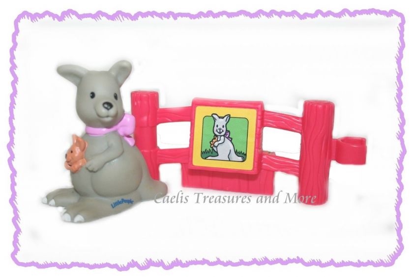   Little People KANGAROO Baby ZOO Circus Animal w/ Red Zoo Fence Lot