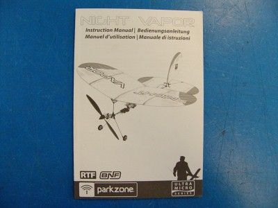 Parkzone Ultra Micro Night VAPOR BNF Electric Airplane RC R/C Bind N 