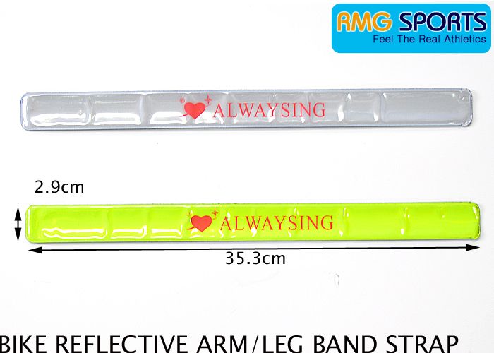 RMG]Bike Reflective Safety Slap Wrap Arm Band silver  