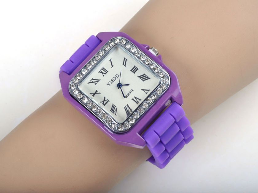 NEW fashion quartz Ladies/Mens/Womens Jelly Silicone crystal sport 