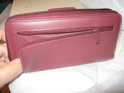 Burgundy Tab Ziparound Checkbook Leather Wallet,Buxton  