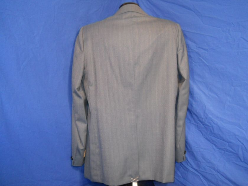 vintage NEW NWT 50S DIAMOND BLUE POLY WOOL MENS SUIT JACKET 44 LONG 