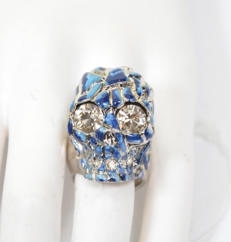 ALEXANDER McQUEEN PORCELAIN SKULL COCKTAIL RING IT 11 US 5.75 UK L 1/2 