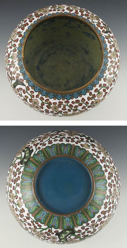 CHINESE CLOISONNE CHERRY BLOSSOM BOWL LAO TIAN LI ZHI  