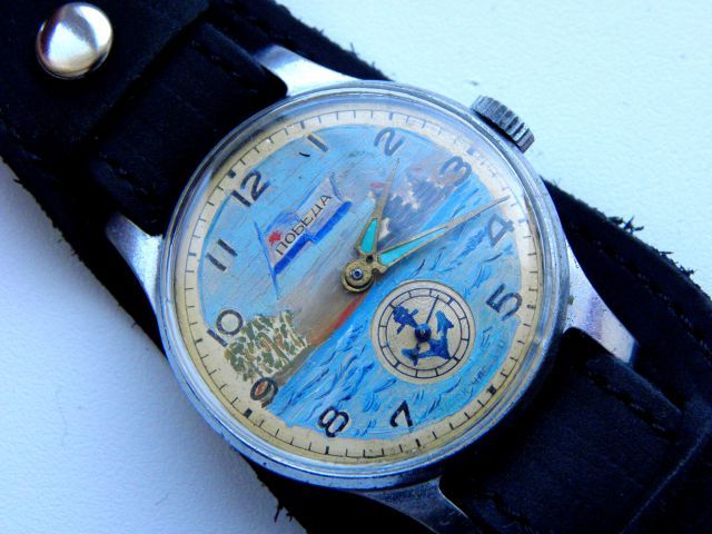 RARE POBEDA MINIATURE OIL PAINTING RAKETA WATCH F PCHZ  