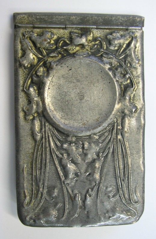 METAL POCKET NOTEBOOK FRENCH ART NOUVEAU ADVERTISING c1900  