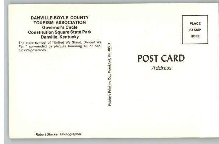 Postcard Governors CircleDanville,Kentucky/KY  