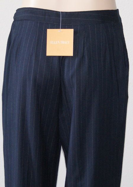 ELLEN TRACY NAVY PINSTRIPE PANTS SLACKS SZ 4 NEW NWT  