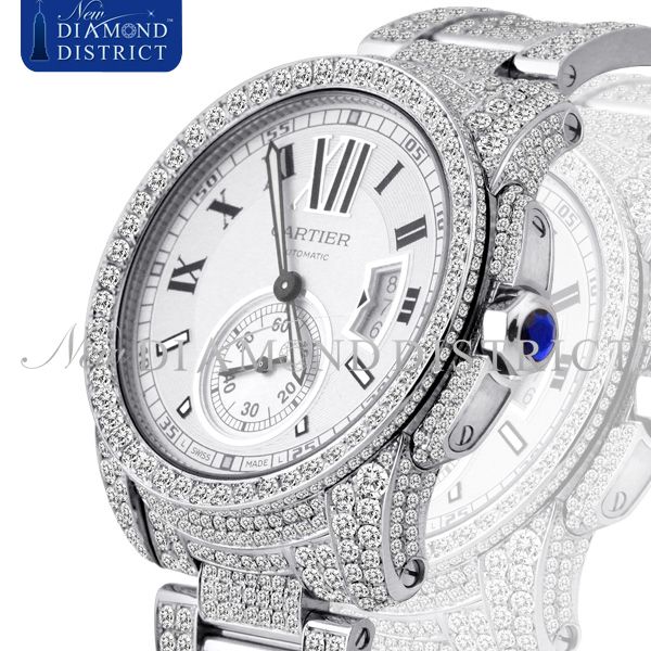 32.81CT TOTAL FULL DIAMOND CALIBRE DE CARTIER AUTOMATIC STAINLESS 