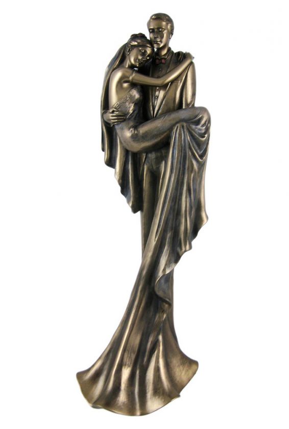 ACROSS THE THRESHOLD Bronzed Wedding Statue Newlywed  