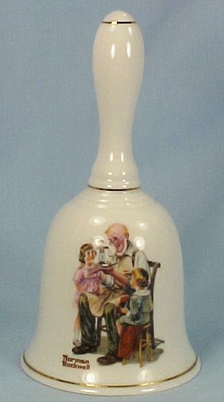 1985 THE TOYMAKER NORMAN ROCKWELL PORCELAIN BELL  