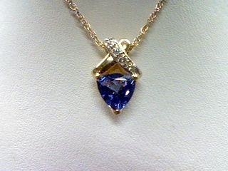   Tanzanite and Diamond Pendant 18k Karat Gold w/ 14k Karat Chain App