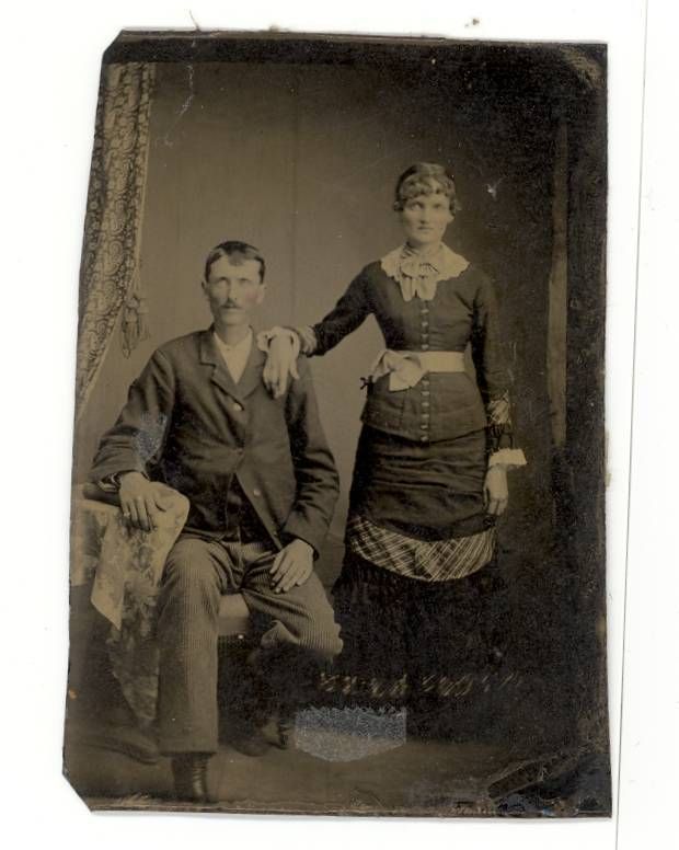 Couple Joe Nancy Kabler Tin Ferrotype Photo 1870’s 80’s  