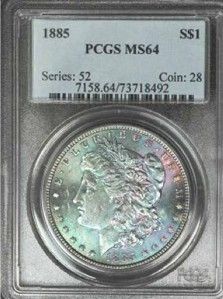 1885 $1 Morgan PCGS MS64 Monster RAINBOW Coin  