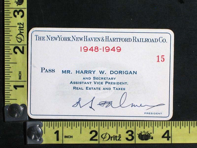 1948 1949 New York, New Haven & Hartford Railroad Co. Pass for Harry W 