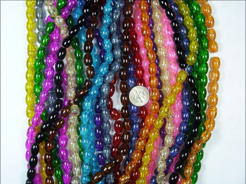 KILO MIX 8MM X 11MM CRACKLE GLASS BEADS LOT (BD 59C)  