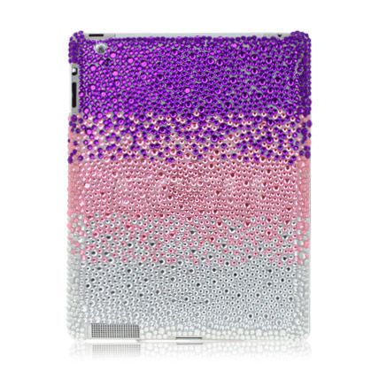 PURPLE CRYSTAL DIAMOND BLING BACK CASE FOR APPLE iPAD 2  