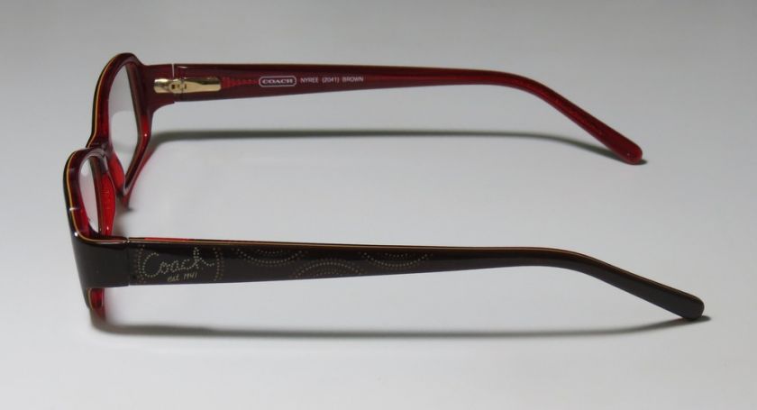 NEW COACH NYREE 2041 50 16 135 BROWN/RED RXABLE EYEGLASSES/GLASSES 