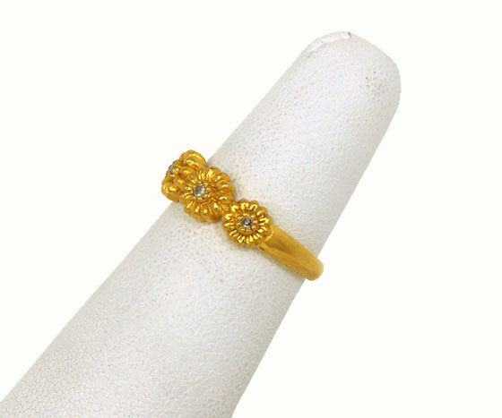 STUNNING 24K GOLD & DIAMONDS EARRINGS RING LADIES SET  