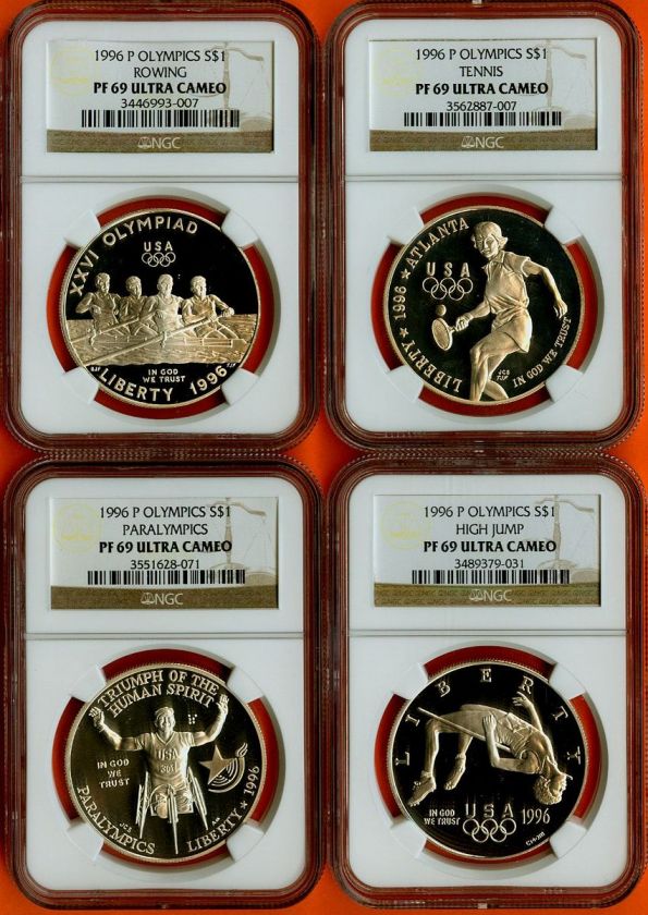 1996 P P P P NGC PF 69 26TH ATLANTA OLYMPIC FOUR COIN SILVER PROOF 