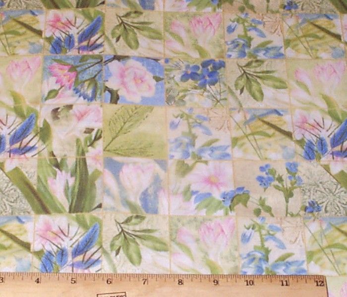   Radiance Floral Roses Squares Cotton Quilt Fabric 1/2yds  