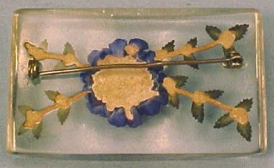 Lovely Vintage COBALT BLUE FLOWER LUCITE PIN BROOCH Wow  