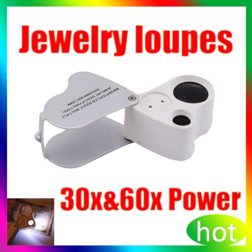 30X & 60X Jewelry Loupe Glass Magnifying Magnifier with LED Light 