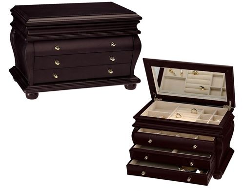 Walnut Jewelry Box Boxes Traditional Wood Jewelry Chest  