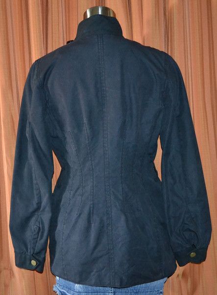   BLACK POLYURETHAN RAIN JACKET COAT LADIES WOMENS 4 SMALL  