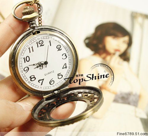 Lots Fashion 12Strands Vintage Bronze Pocket Watches P02  