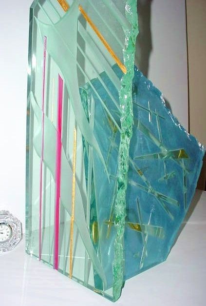 THICK GLASS SCULPTURE OCEAN WAVE LISTED ARTIST $4500 XLNT  