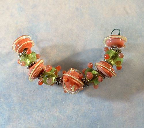 LGL Handmade Lampwork Beads   CORAL MELON LIME SLUSHY   Sra   DIY 