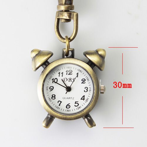 Fashion Bronze coloured Clock Robbot Owl Keychain Watch WEU  