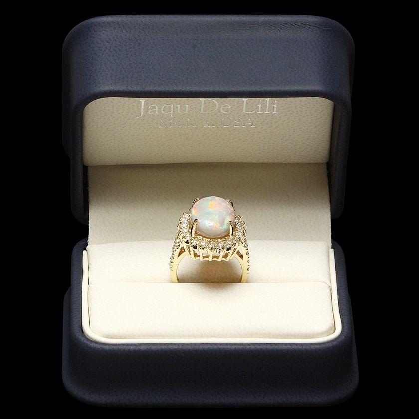 12000 CERTIFIED 14K YELLOW GOLD 7.00CT OPAL 1.55CT DIAMOND RING 