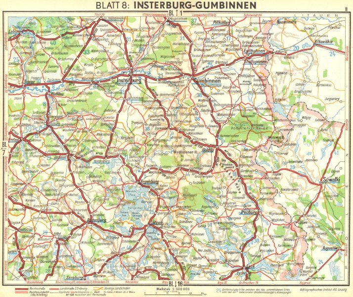 an original colour vintage map scale 1 500000 1936