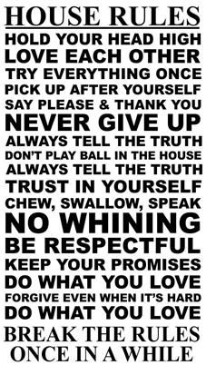 House Rules 17 Rules To Live By. .Vinyl Wall Art Decal Sticker 