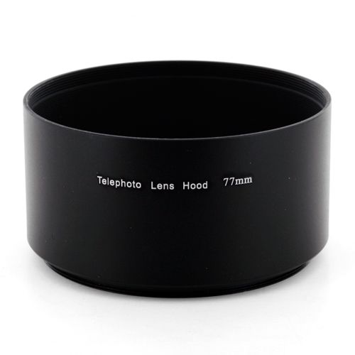 Zykkor 77mm Telephoto Metal Lens Hood with Filter Thread Mount  