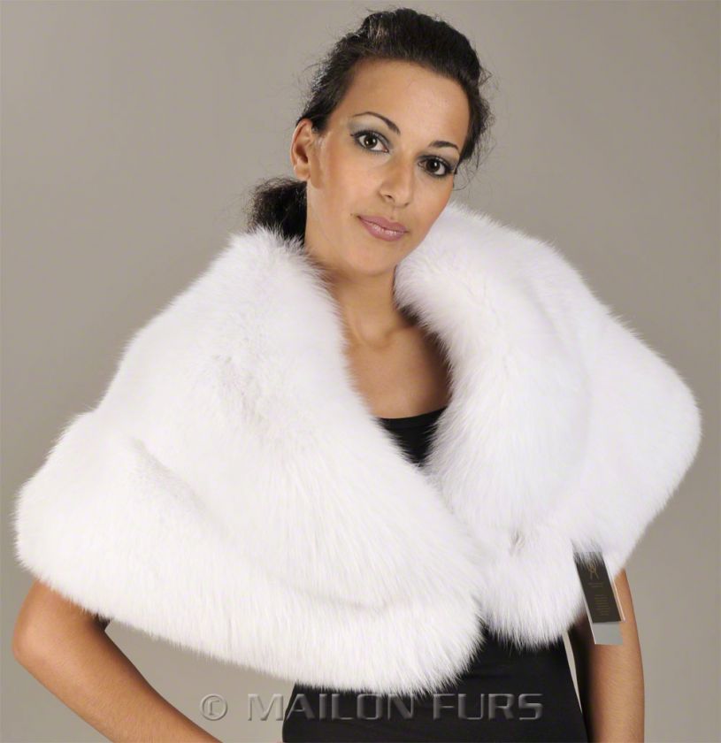 White SAGA FURS Fox Fur shawl stole collar   bridal wedding marriage 