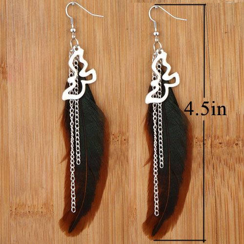 wholesale feather dangle earring lot 6 pair blk white grey fit costume 