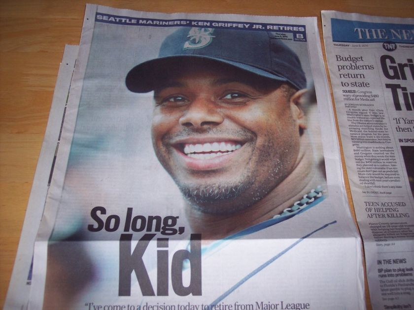 Ken Griffey Jr Retires Newspaper June 3RD Local Edition  