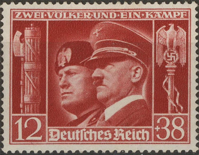 Stamp Germany Mi 763 Sc B189 WWII Nazi Hitler Mussolini Italy Berlin 