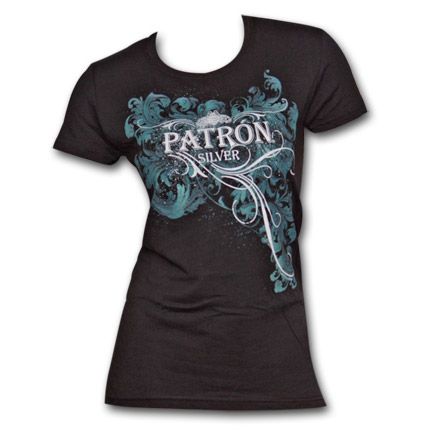 Patron Flourish Design Black Juniors Graphic Tee Shirt  