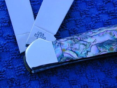 CASE XX SILVER SCRIPT 2003 ABALONE PAUA PEARL MOP LRG SADDLEHORN USA 