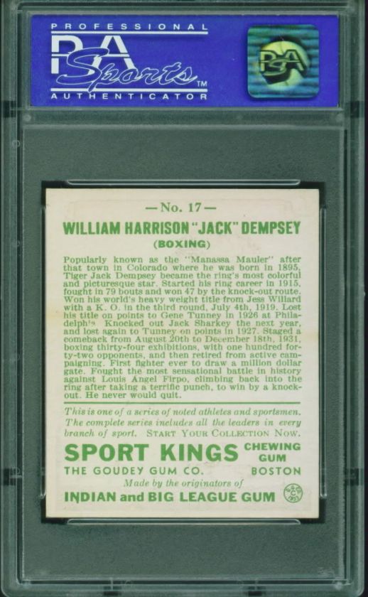 1933 Sport Kings Jack Dempsey #17 PSA 8 Boxing HOF  