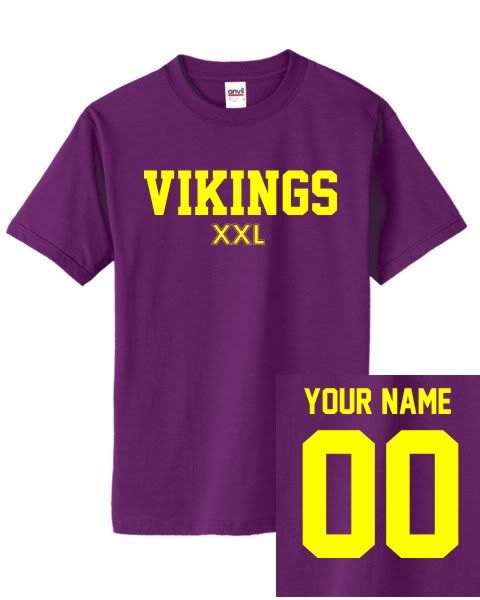 Vikings Custom Name & Number Purple T Shirt Minnesota  