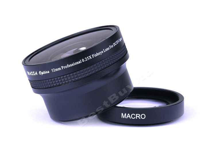 52mm 0.25x wide angle fisheye Lens 67mm Front Thread + Macro Lens fr 