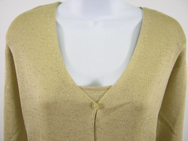 NWT LINDA ALLARD Gold Button Down Cardigan Tank Top M  