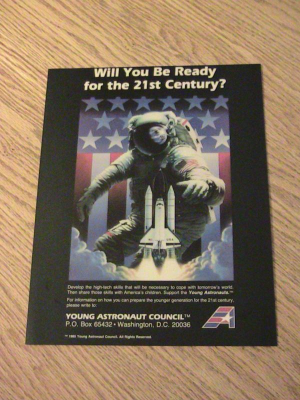 1986 YAC NASA ADVERTISEMENT SPACE SHUTTLE AD ASTRONAUT  