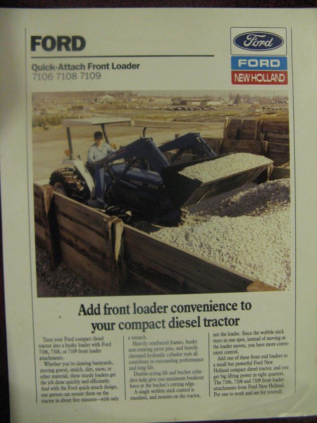 Ford 7106 7108 7109 Compact Tractor Loader Sales Brochure  